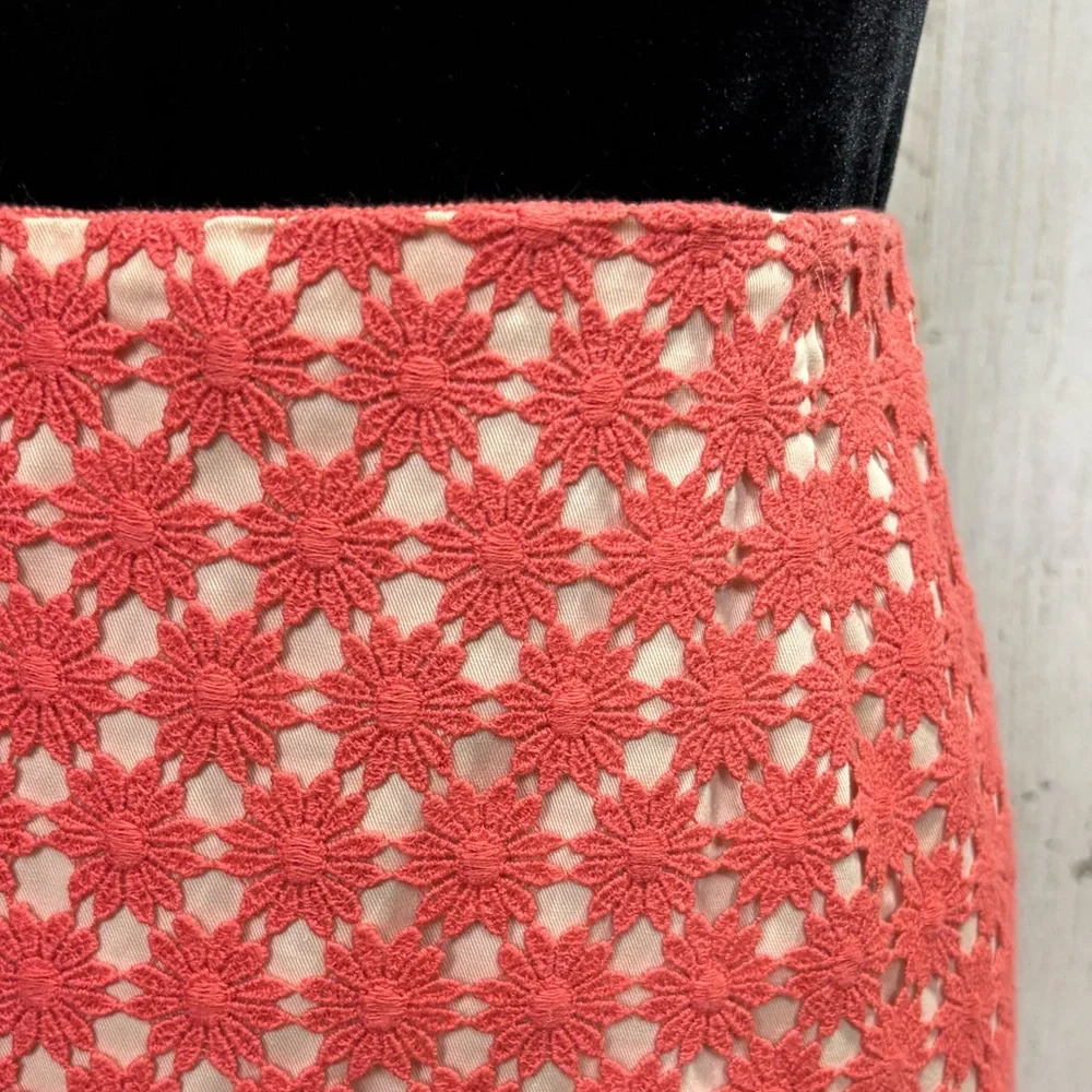 Talbots Coral Eyelet Pencil Skirt - Picture 3 of 10